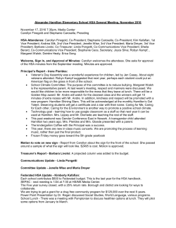 Alexander Hamilton Elementary School HSA General Meeting