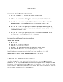 Hands On Health Directions for Calculating Target Heart Rate Zone