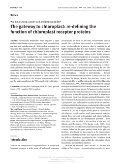 The gateway to chloroplast: re-defining the function of chloroplast