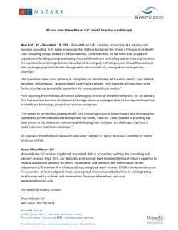 Gil Enos Joins WeiserMazars LLP`s Health Care Group as Principal