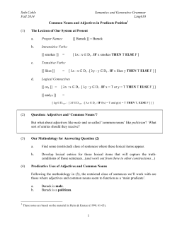 Common Nouns and Adjectives in Predicate Position