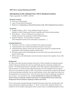 Introduction to the New ASLA Standard Contract