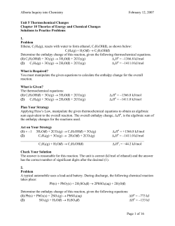 Alberta Inquiry into Chemistry February 12, 2007 Page 1 of 16 Unit 5