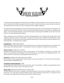 to a list of 2016 Banquet Sponsorship Opportunities