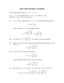The Cubic Formula (Cardano)