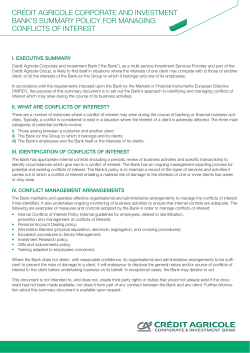 Summary of the conflicts of interests policy - CA