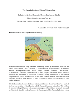 The Carpatho-Russians: A Nation Without a State