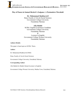 Play of Pauses in Samuel Beckett`s Endgame: A Postmodern