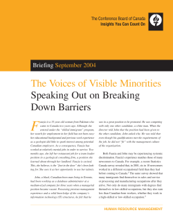 The Voices of Visible Minorities&mdash;Speaking Out on Breaking