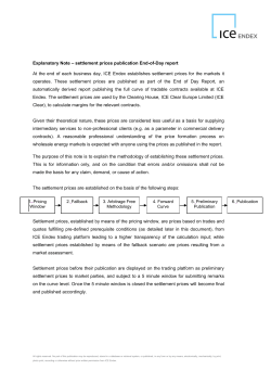 Explanatory Note &ndash; settlement prices publication End-of