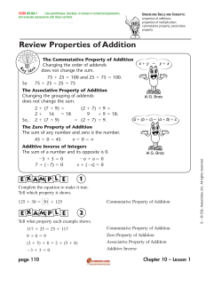 Review Properties of Addition