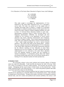 Civic Education at the Senior Basic Education in Nigeria