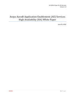 (AE) Services High Availability (HA) White Paper