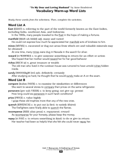 Dear and Loving Husband vocabulary warm-up