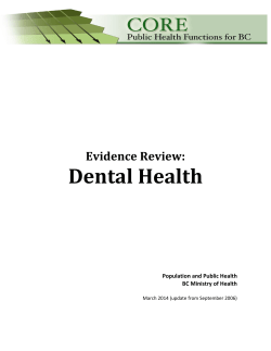 Evidence Review &ndash; Dental Public Health