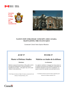 NATO`s New Strategic Concept and Canada: Maintaining the Status