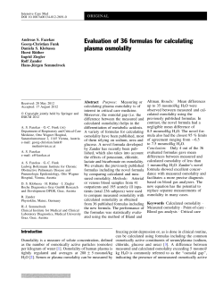 Evaluation of 36 formulas for calculating plasma osmolality