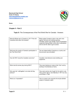 Chapter 5 Part 2 Topic 9: The Consequences of the First
