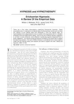 Ericksonian Hypnosis: A Review Of the Empirical Data HYPNOSIS