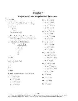 Chapter 7 Exponential and Logarithmic Functions