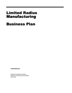 Limited Radius Manufacturing Business Plan Business Plan
