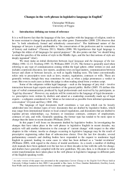 Changes in the verb phrase in legislative language