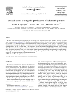 Lexical access during the production of idiomatic phrases