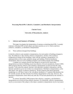 1 Processing Plural DPs: Collective, Cumulative, and Distributive