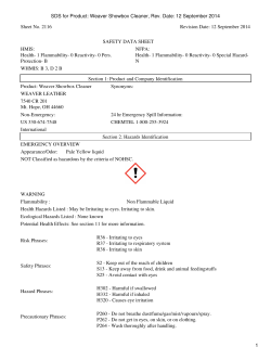 SDS for Product: Weaver Showbox Cleaner, Rev. Date: 12