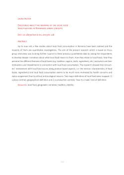 Laura Nistor Discourses about the meaning of the local food