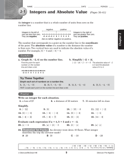 Integers and Absolute Value (Pages 56&ndash;61)
