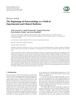 The Beginnings of Pancreatology as a Field of Experimental and