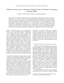 Children`s Perseverative Appearance&ndash;Reality Errors Are Related to
