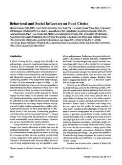 Behavioral and Social Influences on Food Choice
