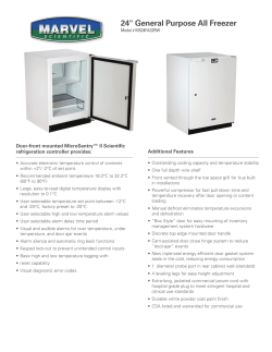 Scientific Freezer 24 Inch All Freezer Product Spec Sheet