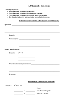 1.4 Quadratic Equations