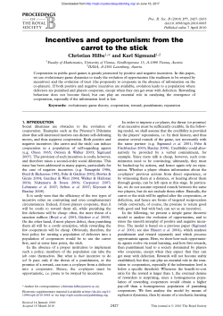 Incentives and opportunism - Proceedings of the Royal Society B