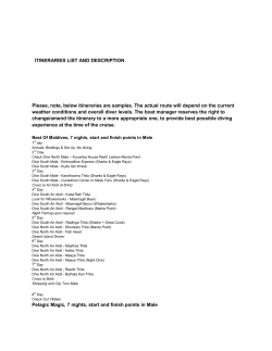 ITINERARIES LIST AND DESCRIPTION Please, note, below