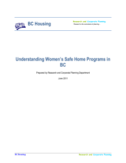 BC Housing Understanding Women`s Safe Home Programs in BC
