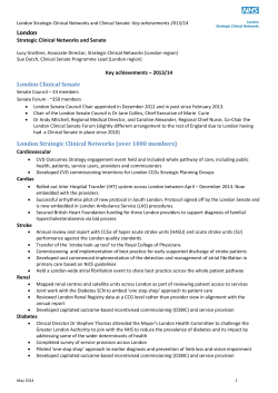Key achievements - South London Cardiac and Stroke Network