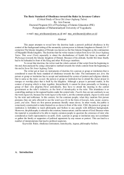 The Basic Standard of Obedience toward the Ruler in Javanese
