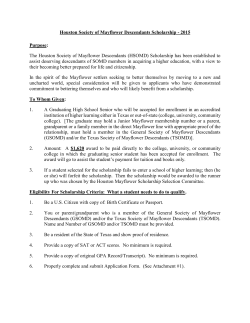 Houston Society of Mayflower Descendants Scholarship