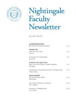 ALUMNAE REFLECTIONS Marina Hahn`s Founders` Day Speech p