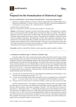 Proposal for the Formalization of Dialectical Logic