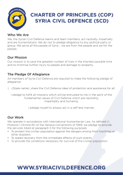 CHARTER OF PRINCIPLES (COP) SYRIA CIVIL DEFENCE (SCD)