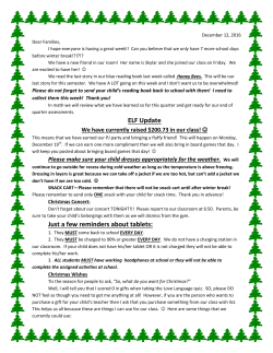 ELF Update Just a few reminders about tablets