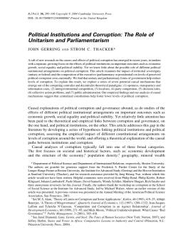 Political Institutions and Corruption: The Role of Unitarism