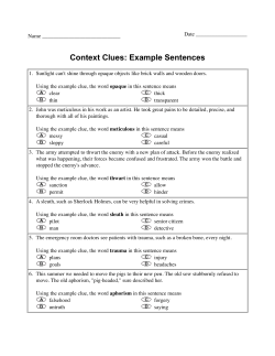 Context Clues: Example Sentences