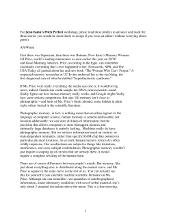 1 For Jenn Kahn`s Pitch Perfect workshop, please read these pitches
