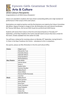 2016 Colours Recipients